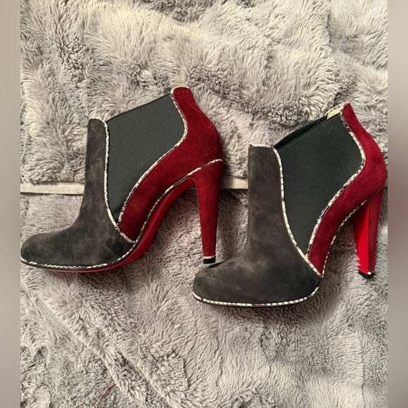 Christian Louboutin LouLou US size 10 EU 41 Suede Boots with Snakeskin AUTHENTIC - Picture 4 of 11